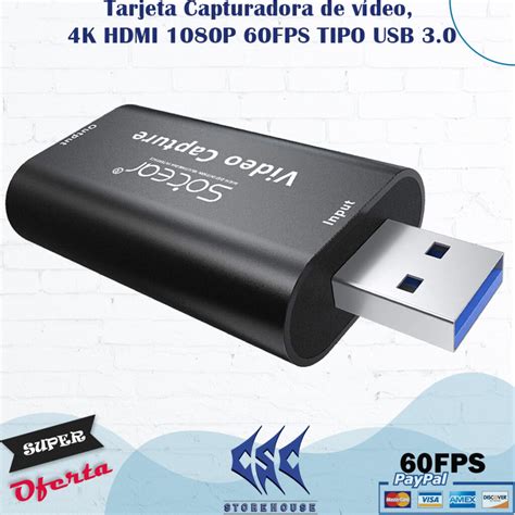 Tarjeta capturadora de vídeo 4K HDMI 1080P 60FPS TIPO USB 3 0 CSC