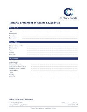 Fillable Online Personal Statement Of Assets Liabilities Fax Email