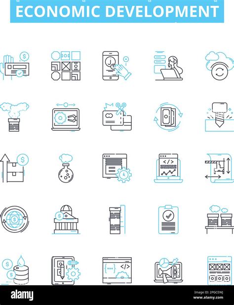 Economic Development Vector Line Icons Set Economy Development