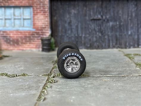 Custom Hot Wheels Wheels And Matchbox Rubber Tires Chrome 5 Spoke Race Wheels With Firestone