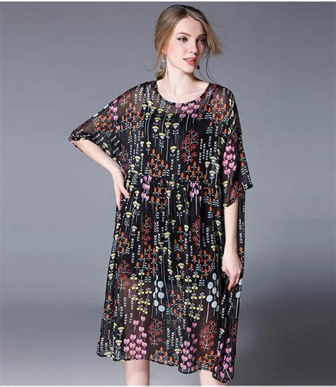 L Xl Plus Size Dress Chiffon Bright Silk Dresses New Spring