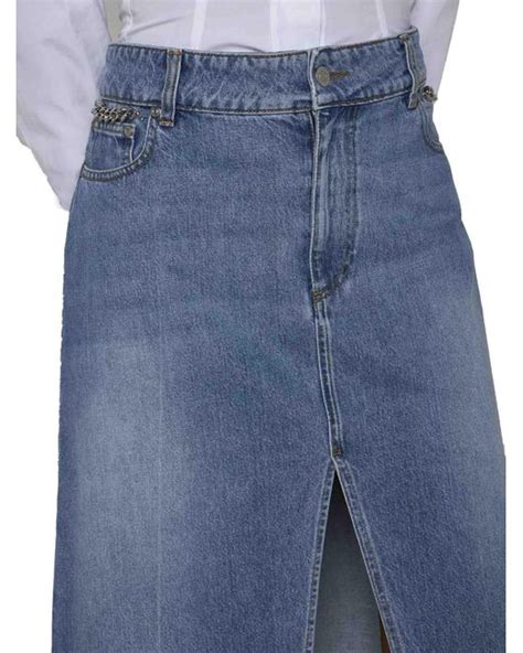 Stella Mccartney Falabella Chain Denim Skirt In Blue Lyst