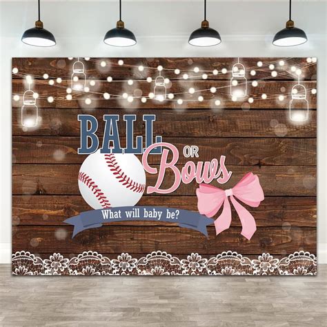 Lofaris 7x5ft Balls Or Bows Gender Reveal Backdrop Girl Or