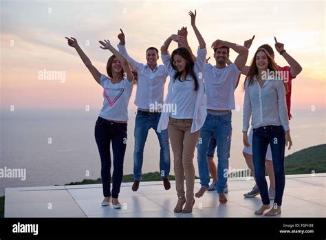 Party People On Sunset Stock Photo Alamy