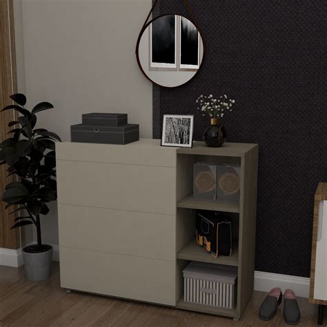 CÔMODA NÓ GAVETAS CAULE MÓVEIS GRISEO NUDE MadeiraMadeira