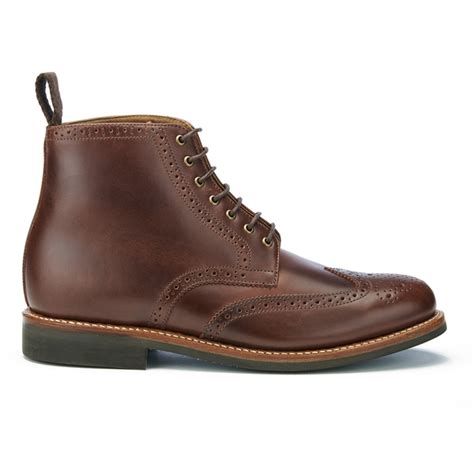 Grenson Men's Sharp Pull Up Leather Lace Up Boots - Chestnut - Free UK Delivery over £50