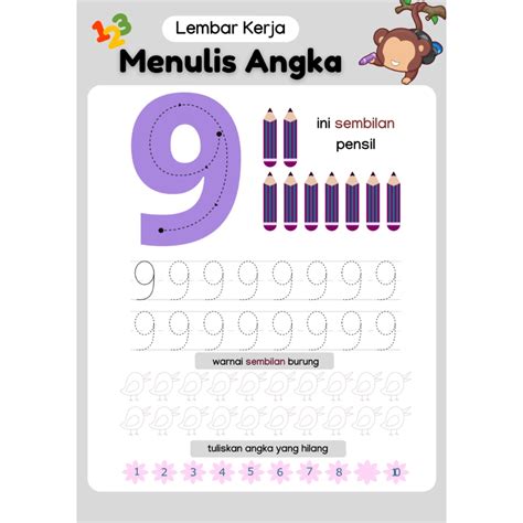 Jual Aktivitas Anak Belajar Menulis Angka Gambar Sketsa Angka Seri 1