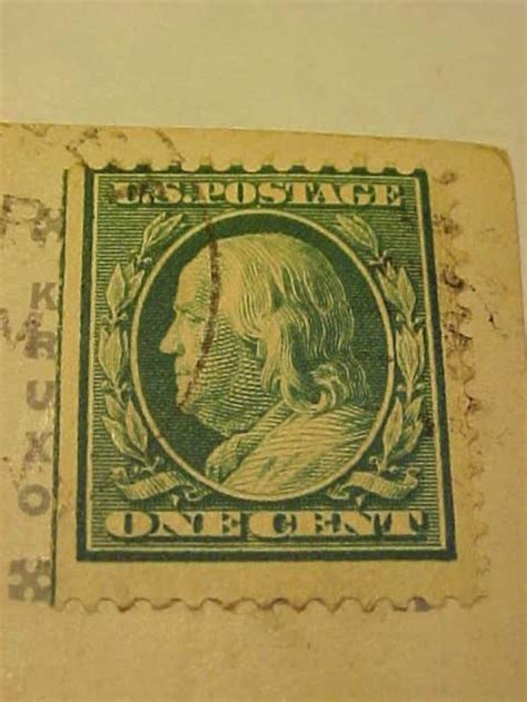 Benjamin Franklin Green One Cent Us Postage Stamp Vintage Etsy