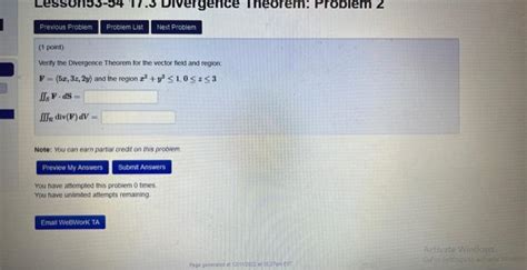 Solved Divergence Theorem Verify The Divergence Theorem F