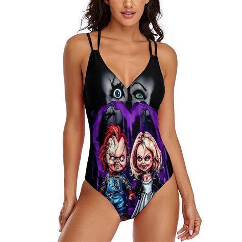 Bride of Chucky One Piece Swimsuit for Women Cross-Back Bathing Suit
