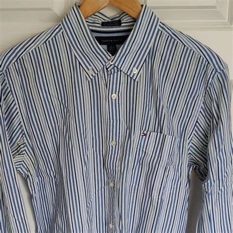 Tommy Hilfiger Custom Fit Shirt Blue Size M Depop