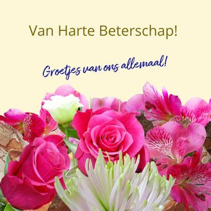 Mooie Beterschapskaart Met Rozen En Chrysanten Kaartje Go