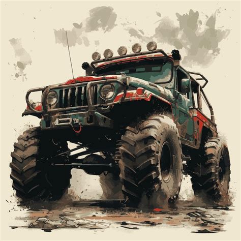 Off road Avec Une Illustration De Camion monstre Géant Vecteur Premium