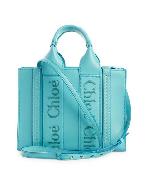 Chlo Small Woody Leather Tote In Blue Lyst