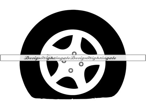 Flat Tire Svg Car Tire Svg Flat Wheel Svg Flat Tire Clipart Files