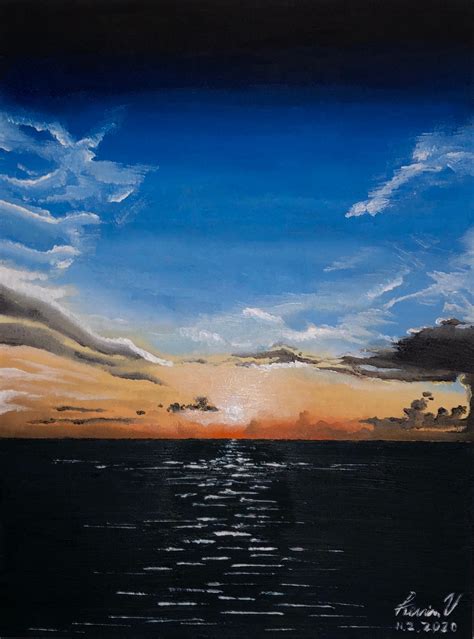 The Blue Sunset Painting Poster Wall Art - Etsy