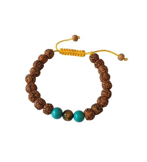 Tibetan Mala Rudraksha Wrist Mala Yoga Bracelet With Turquoise And