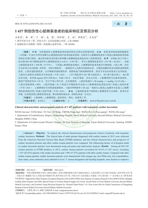 PDF Clinical Characteristics And Prognosis Analysis Of 1 437 Patients