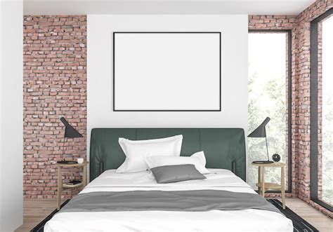 Premium Photo Modern Bedroom With Blank Wallartwork Background