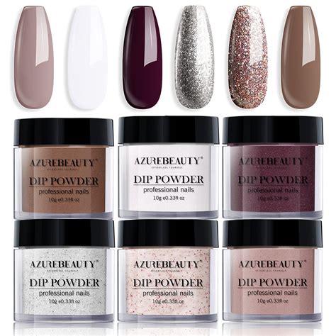 Buy Dip Powder Nail Set Azurebeauty Colors Classic Nude Collection Glitter Pure White Dipping
