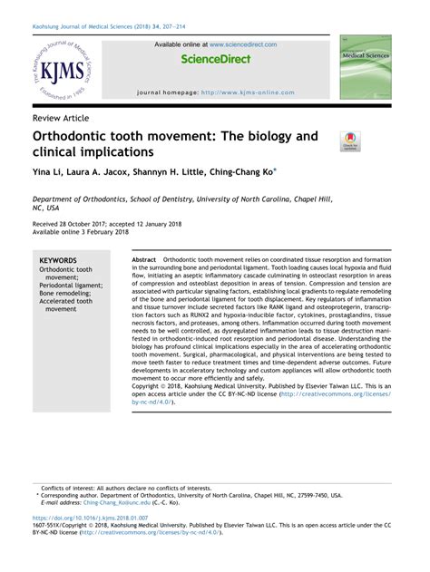 Pdf Orthodontic Tooth Movement The Biology And Clinical Implications