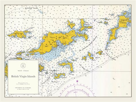 British Virgin Islands Map Bvi Tortola To Virgin Gorda 1962