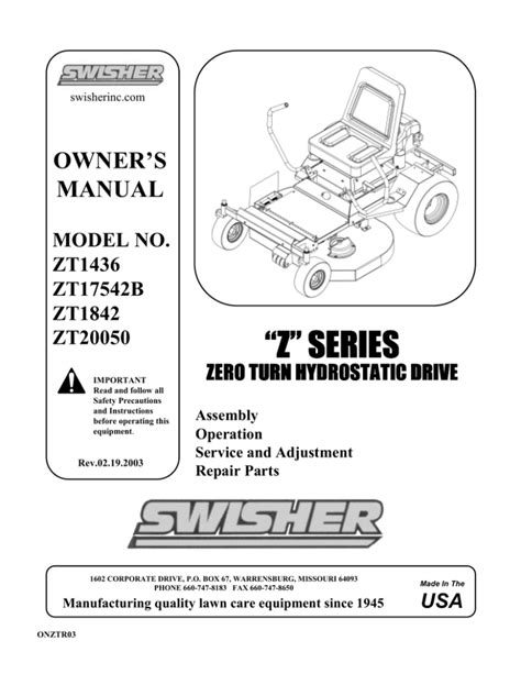 Swisher Mower Parts Manual