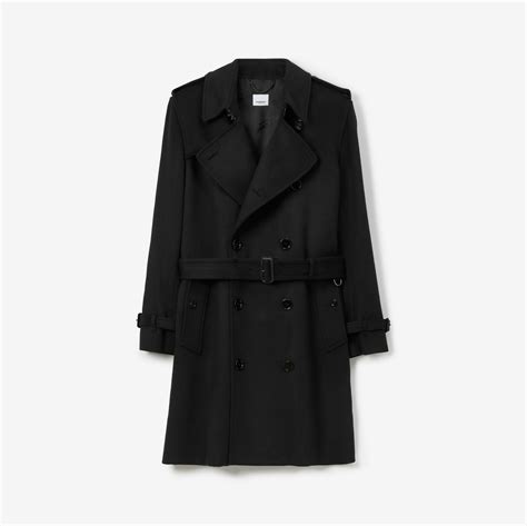 Mid Length Cashmere Blend Kensington Trench Coat In Black Men Burberry® Official