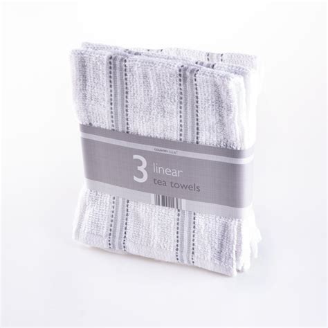 Tea Towels White Grey Linear 3 Pack – Yorkshire Trading Company