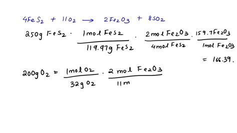 Solved Iron Pyrite Fes Reacts With Oxygen According To The