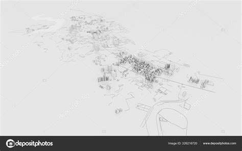 3d White City Model Outline 3d Illustration — Stock Photo © Cherezoff