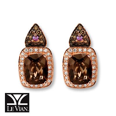 Kay Jewelers Chocolate Quartz Earrings 1/3 ct tw Diamonds 14K Gold ...