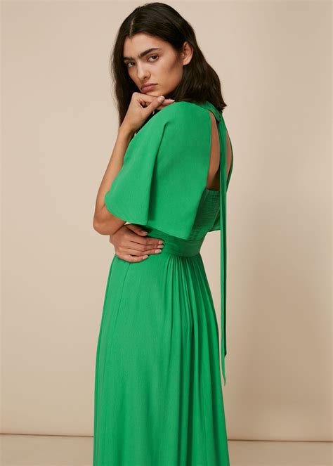 Green Amelia Cape Sleeve Dress Whistles Whistles Us