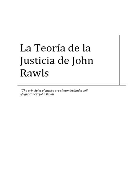 Teoría De La Justicia John Rawls Pdf John Rawls Justicia