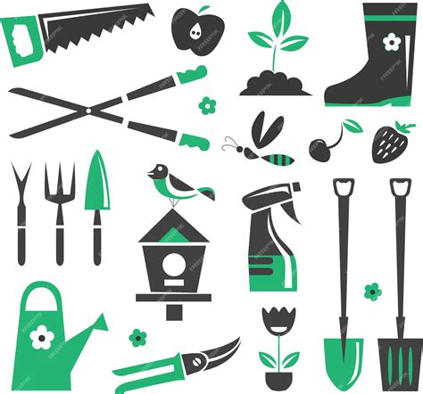 Premium Vector | Gardening icons inspiration for landscape gardening ...