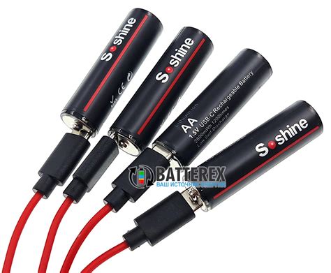 Литиевый аккумулятор 1.5В AA Li-ion Soshine 2600mWh с зарядкой от USB ...
