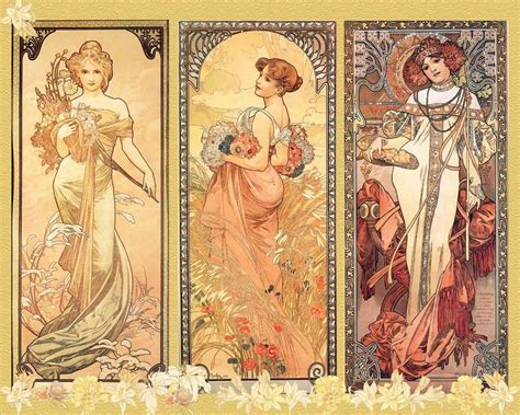 Panneau D Coratifs Les Saisons Chez Alphonse Mucha Est Une Des