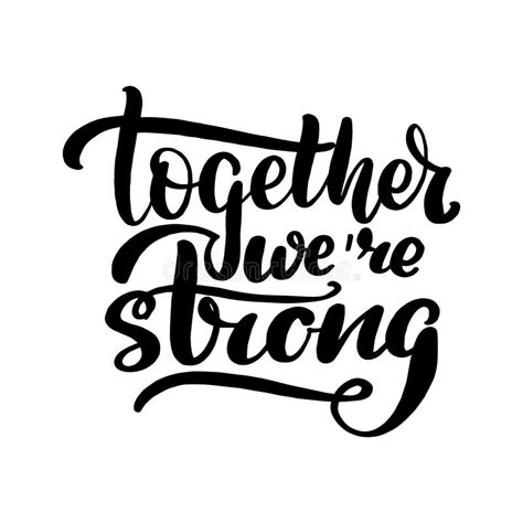 Together We`re Strong Lettering Raised Fist Community Symbol Vector