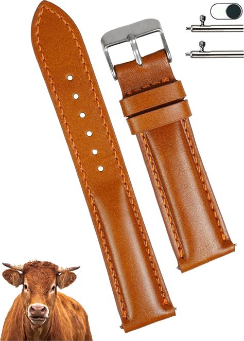 20mm Brown Vintage Leather Watch Band Quick Release Full Grain Leather Strap For Men