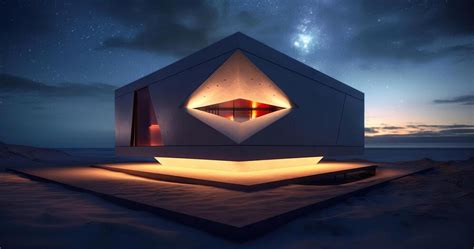 Premium Ai Image 4x4 Concrete Pavilion With Leds On A Night Sky In