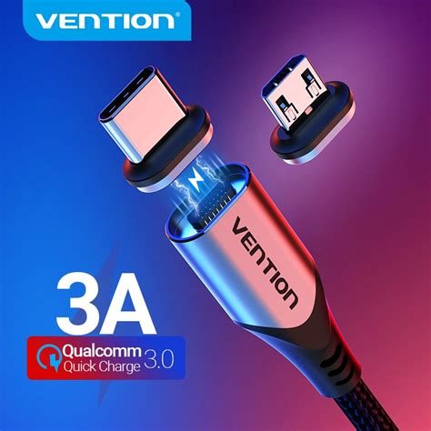 Vention Cable de carga magnético 3A Cable Micro USB de carga rápida