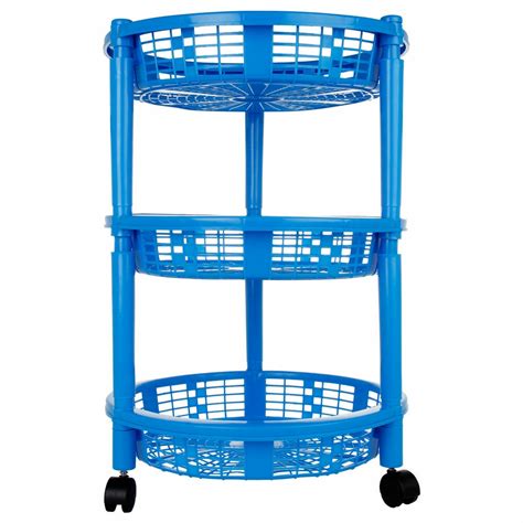 Princeware Maria Blue Round Plastic Rack Trolley