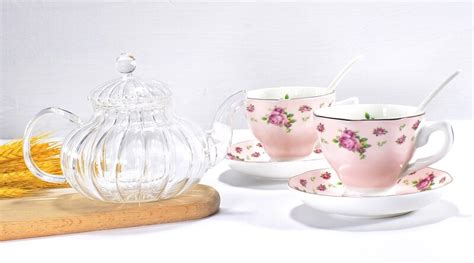 Pcs Set Glas Pompoen Koffie Pot En Bone China Es Grandado