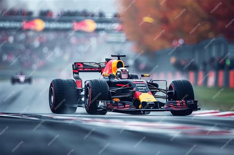 Premium Photo | A red bull racing car on a race track