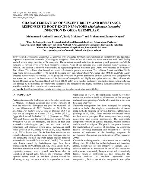 Pdf Characterization Of Susceptibility And Resistance Responses To