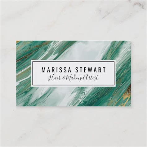 Emerald Jade Green Gold Accented Painted Marble Business Card Zazzle