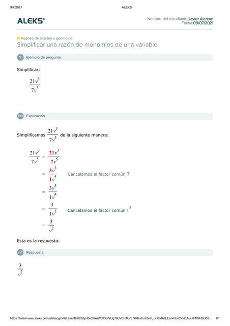 Simplificar Una Raz N De Monomios De Una Variable Alarcon Bermudez