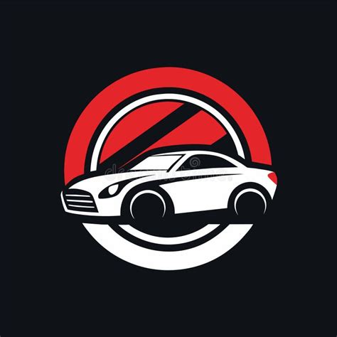 Logo Featuring a White Car Enclosed in a Red Circle on a Black Background, a Simplistic Logo ...