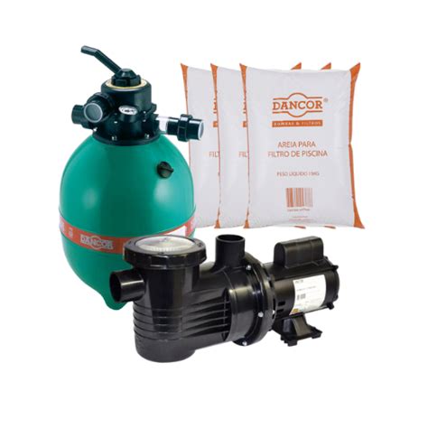 KIT FILTRO BOMBA 45KG DE AREIA PARA PISCINA DANCOR ATÉ 48 000 L