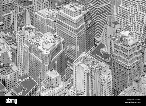 Black And White Picture Of Highrise Buildings Manhattan In New York